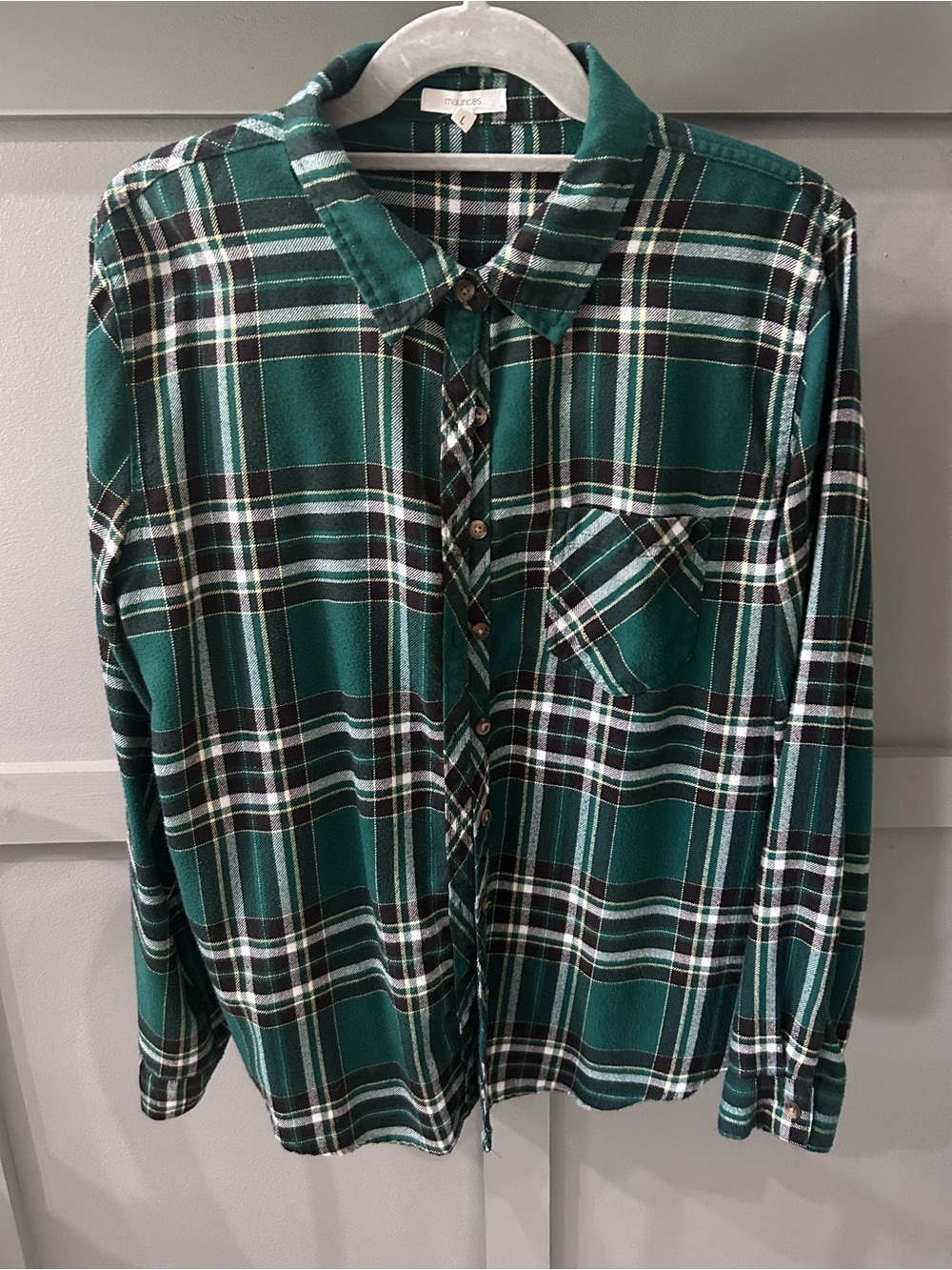 Maurices Green Plaid Button-Down Shirt